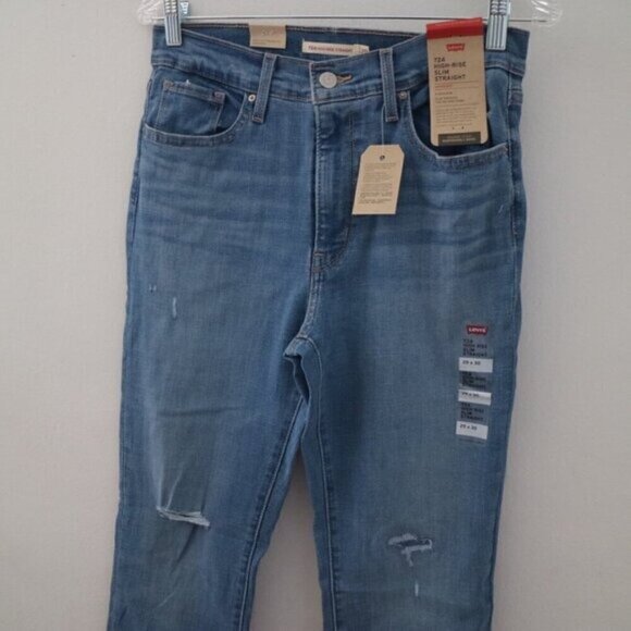 NEW Levi's Jeans Size 29 724 High Rise Straight Leg Denim Distressed - Picture 5 of 7